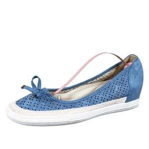 Alexis Leroy Women Casual Hidden Wedge Espadrille Size 39 Everyday Blue Leather